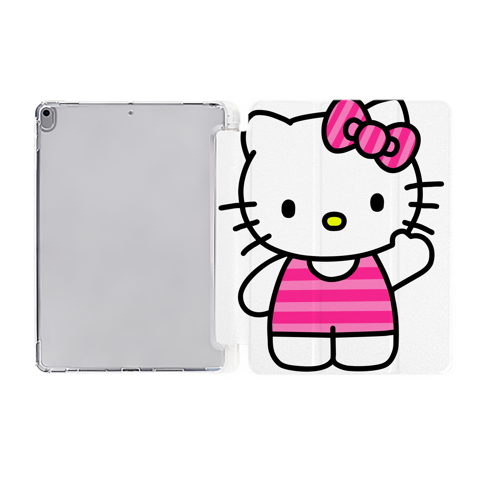 （画像用） Hello Kitty ハローキティ IPad ケース ペン収納付き 三つ折りスタンド PUレザー×シリコン 対応機種9.5/10.5/10.9インチ